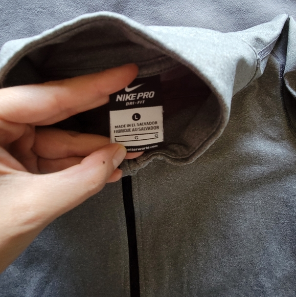nike pro dri fit gray grey thermal zip up - Picture 6 of 6